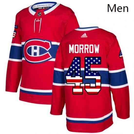 Mens Adidas Montreal Canadiens 45 Joe Morrow Authentic Red USA Flag Fashion NHL Jersey